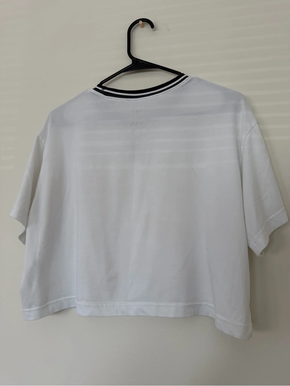 Nike Women's White Cropped Tee with Black Neckline